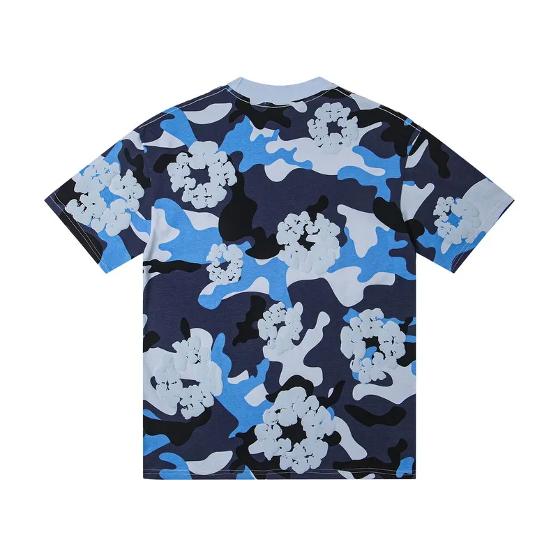 D316# ​​Top P132 D317# Pants P136 DENIM TEARS Kapok European and American fashion brand high quality correct version foam flocking camouflage printed short-sleeved suit Color Camouflage blue Camouflage powder Camouflage gray Camouflage apricot Camouflage green Size S-XL